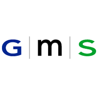 A white background with the letters gms written in black and blue.
