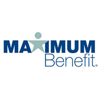 A blue and white logo of the maximum benefit.