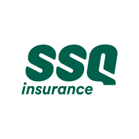 A green and white logo of ssq insurance