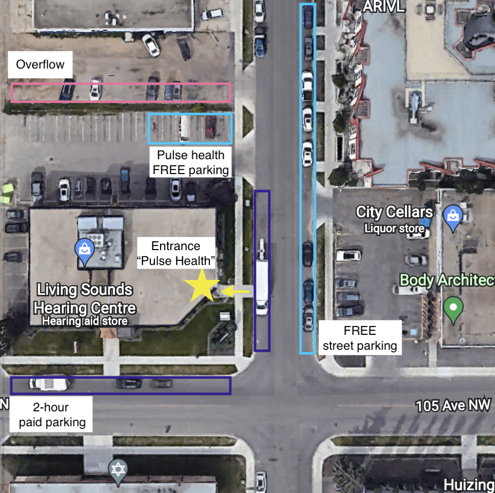 A map of the parking lot for the public health center.